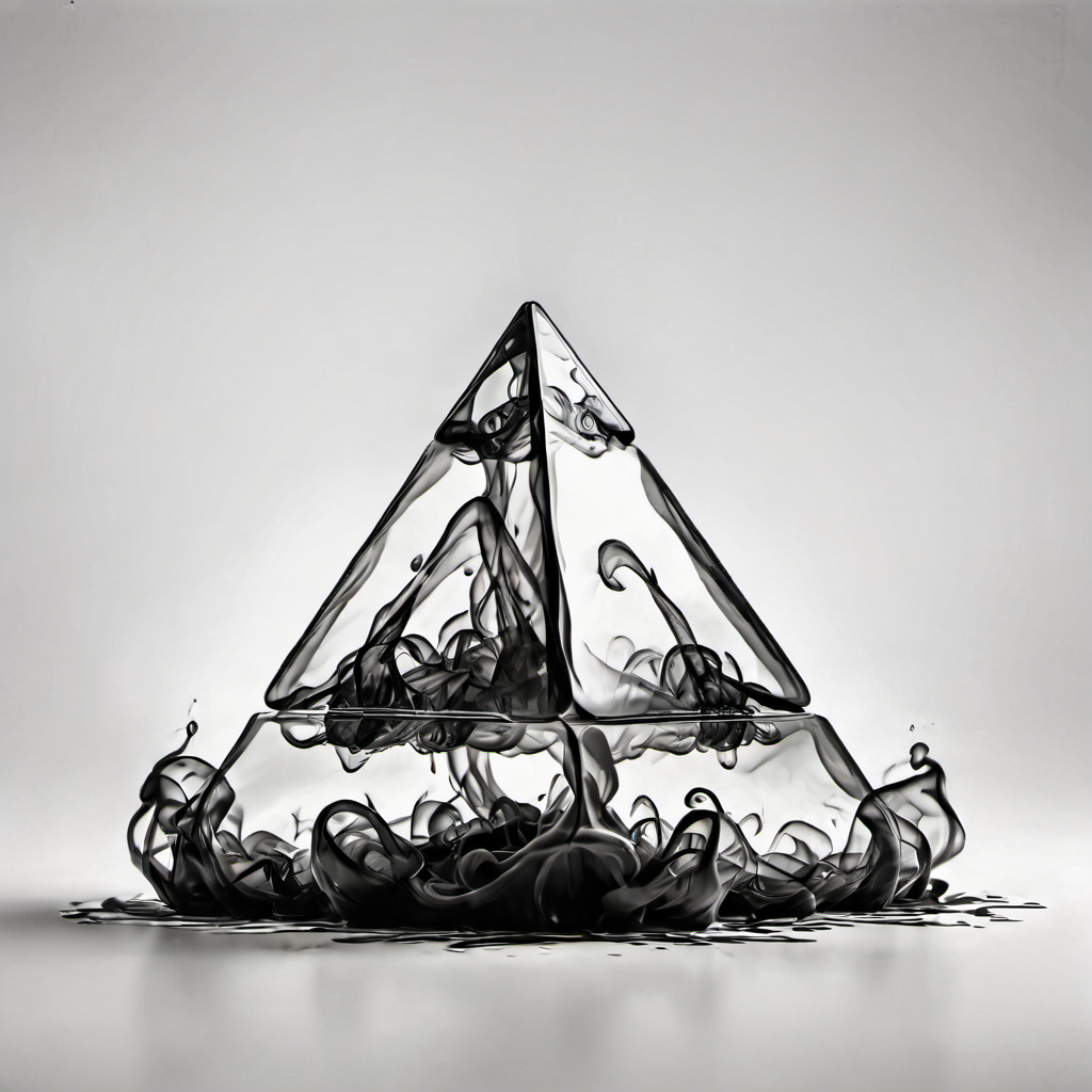 A large pyramid on a table in a white room, best quality, 8k resolution <lora:Gloom-step00000900:.8>