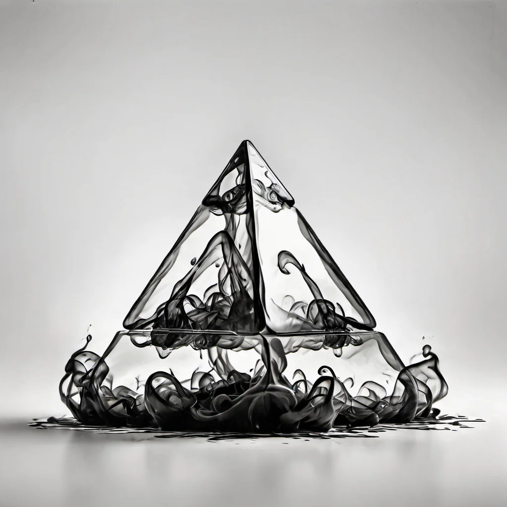 A large pyramid on a table in a white room, best quality, 8k resolution <lora:Gloom-step00000900:.8>