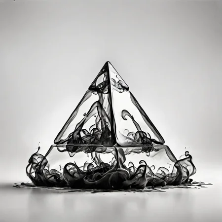 A large pyramid on a table in a white room, best quality, 8k resolution <lora:Gloom-step00000900:.8>
