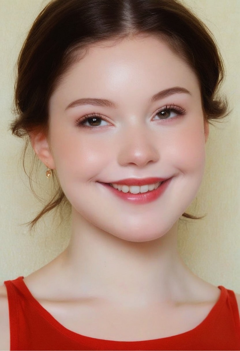 score_9, score_8_up, score_7_up, wide shot, high quality, best quality, photorealistic, sunny, gorgeous shot BREAK 18 year old, 
brunette, cute, big eyes, soft jaw, cute smile, small mouth, plump lips, very plump lips, very small mouth, barely, small nose, neoteny, barely 2, amused, smiling, european, 
th1ntt0png, red tank top2.1, 
fresh skin, goosebump skin, pale skin, 7-cgifaces, skinny, petite, detailed eyes, skinny, flat chested, very widset eyes, very small mouth, very plump lips, cut smile