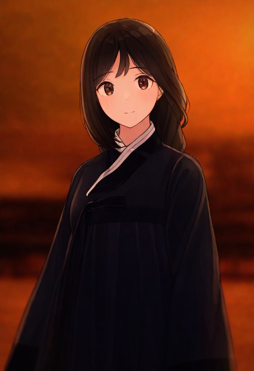 zuppu11 old type 3, 1girl, solo, korean clothes, blurry, blurry background, masterpiece, best quality, good quality, general
