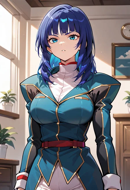 masterpiece, best quality, good quality, florence kirshima, blue uniform, blue hair
