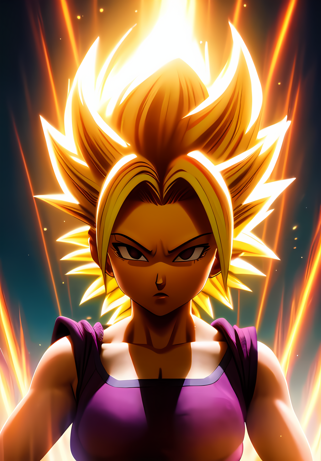 (Photo:1.3), highdetail, <lora:Caulifla:0.8>, Caulifla, 1girl, solo, super saiyan, blonde hair, aura, thunder, (acclaimed, alluring, captivating, exciting, gorgeous, striking:1.3), (trending on artstation:1.3)