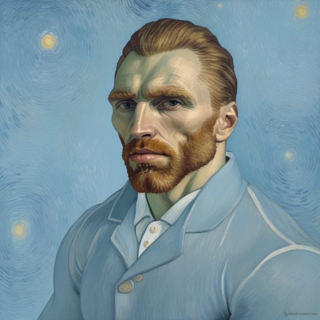 GigaChad1024, a muscular man, van gogh self portrait, van gogh style <lora:GigaChad1024:0.8>