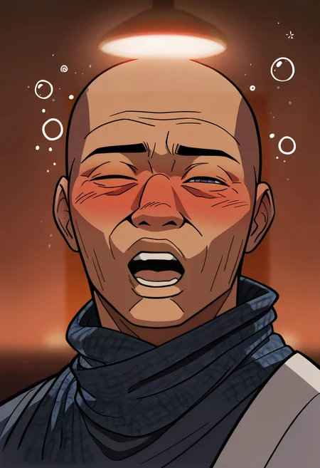 (masterpiece:1.35), (very aesthetic, best quality:1.3), vibrant, 1boy, (Shepard \(Mass_Effect_Series\)), upper body, (drunk:1.3), <lora:Best_Facial_Expression_Helper_XTREME_ILLU:1> kaogei, highly detailed, intricate details, absurdres, masterful composition, cinematic lighting