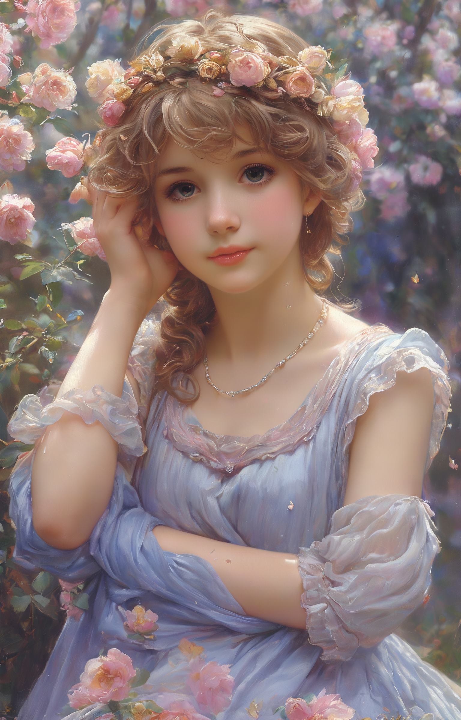 masterpiece,best quality,<lora:tbh270-sdxl:0.9>,illustration,style of Guillaume Seignac portrait of idolmaster cinderella girls,