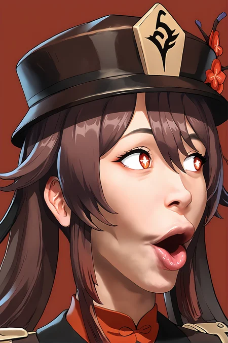 score_9,
<lora:pog_v1_pruned:1>, pog,
hu tao \(genshin impact\), hat,
dark red background,
high resolution, Masterpiece, detailed