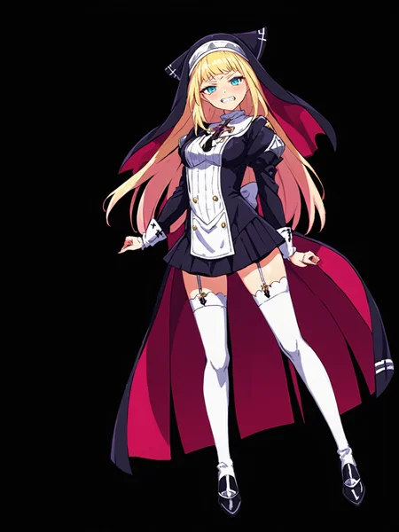 masterpiece, best quality,
(cel shading),
<lora:exorcistcharlotte.sdxl.v1:0.85>
exorcistcharlotte, solo, looking at viewer, simple background, full body, black background, clenched teeth,
standing,