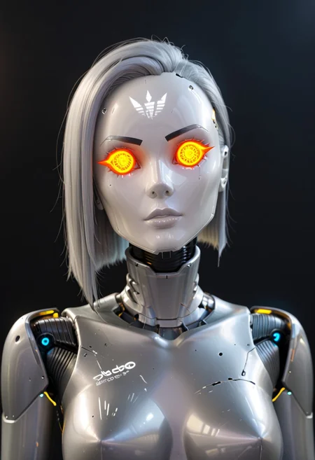A 35mm photo of a beautiful broken robotic woman, she has a faceless robotic head, robot, silver hair, smooth dark grey metallic featureless feminine body, sparks coming from her broken neck
no face