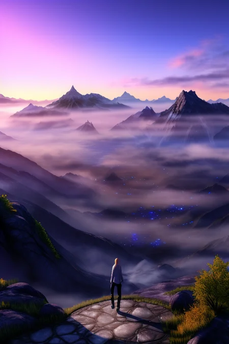 concept-art landscape, with pants and a sweater and shoes