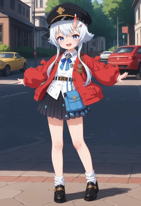 score_9, score_8_up, score_7_up, BREAK source_anime, masterpiece, anime screencap, shiny skin,
1girl, solo, smile, open mouth, full_body_shot,
sakiri,
<lora:sakiri.pony:1>