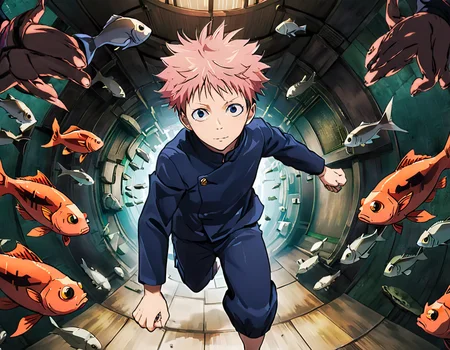anime artwork cinematic photo,
jk3, jujutsu kaisen, 1boy, jumping, from below,
(((dutch angle, eye fish camera))) <lora:Jujutsu-Kaisen:.7> . anime style, key visual, vibrant, studio anime, highly detailed