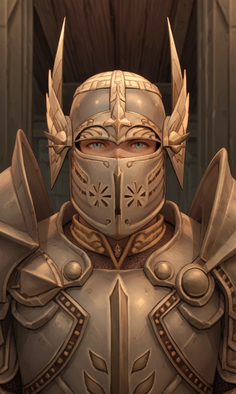 anime style, anime studio, vibrant, (score_9, score_8_up,score_7_up), masterpiece, best quality, ultra quality, 1boy, <lora:glavakolhoza_datemplar:0.9>, glavakolhoza_datemplar, fantasy knight silver armour, (helmet:1.2), medival cathedral, close up