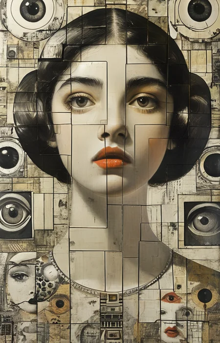 masterpiece,best quality,<lora:tbh150-sdxl:0.9>,style of Piero Fornasetti, tech genius teenage girl