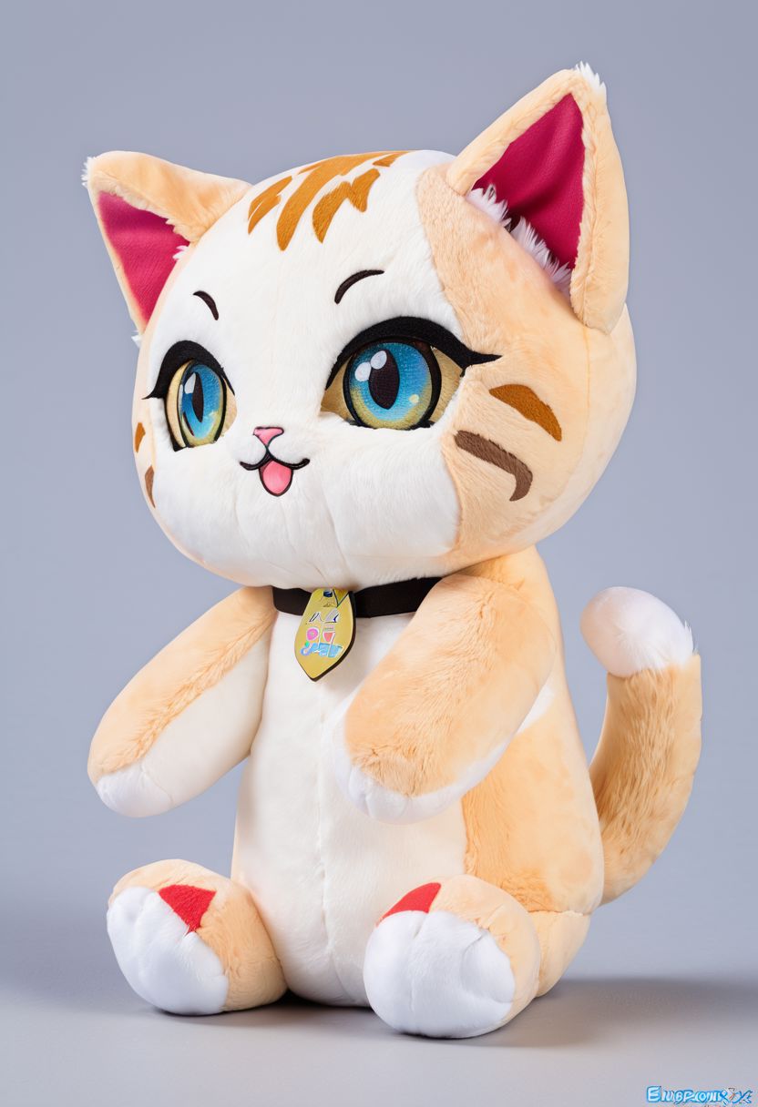score_9, score_8_up, score_7_up, score_6_up, score_5_up, score_4_up  <lora:woafu_plushify_sdxl_v02:1> single, plushify, character stuffed toy, chibi, adorable cat, extremely detailed, realistic, simple background, fluffy, 8k, masterpiece,
