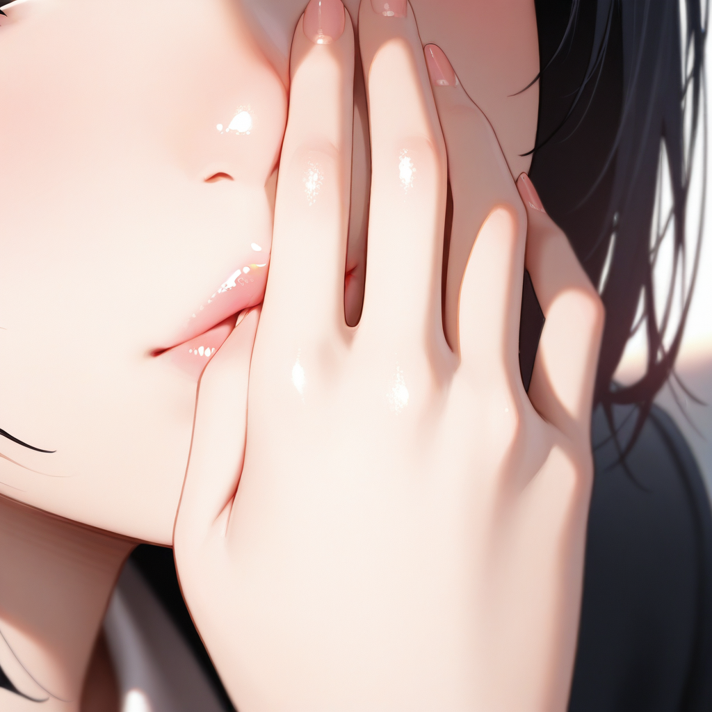 masterpiece, best quality, amazing quality, very aesthetic, absurdres, newest, 1girl, solo, close-up, portrait, perfect anatomy, delicate hands, elegant fingers, soft skin, natural pose, relaxed hand position, detailed nails, realistic skin texture, cinematic light, film-style contrast, soft shadows, depth of field