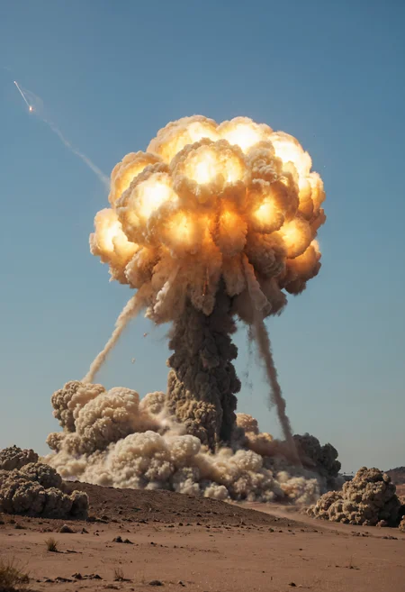 score_9_up, score_8_up, masterpiece, realistic, 8k, shallow depth of field, cinematic,((nuclear explosion in the background:1.6)), explosion, ((nuxxx, n6cl3ar 3xpl0s10n, nuclear explosion cloud)). <lora:nuclear_explosion_XL_LoRA_0.2-000002:0.8>. 1girl, massive breasts, seductive
