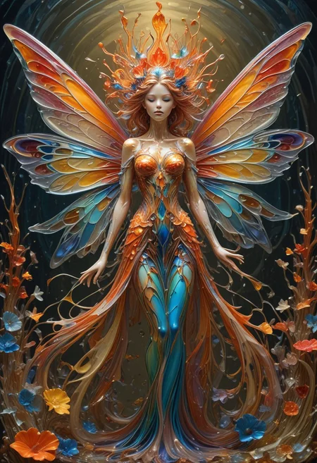 reality-shot, realism, realistic photography of a very detailed fairy, see through wings made out of colorful liquid Murano Art Glass, awesome appearance, magical landscape with enchanted elements, fantasy art style, coral theme, intricate details, ultra sharp, exquisite detail, flawless composition, vivid colors, masterpiece, exciting background   <lora:Colorful_Murano_Art_Glass_style_-_SDXL:0.85>