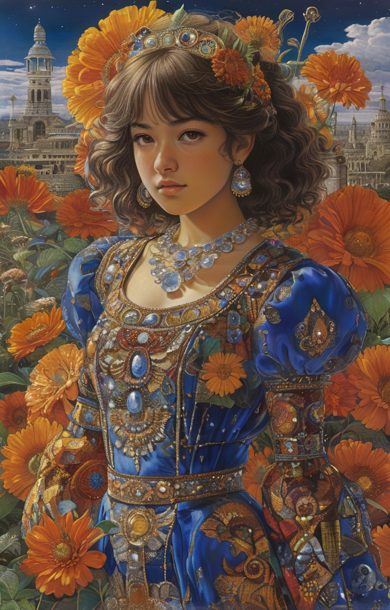 masterpiece,best quality,<lora:tbh376-sdxl:0.6>,illustration,style of Mati Klarwein, portrait of idolmaster cinderella girls,