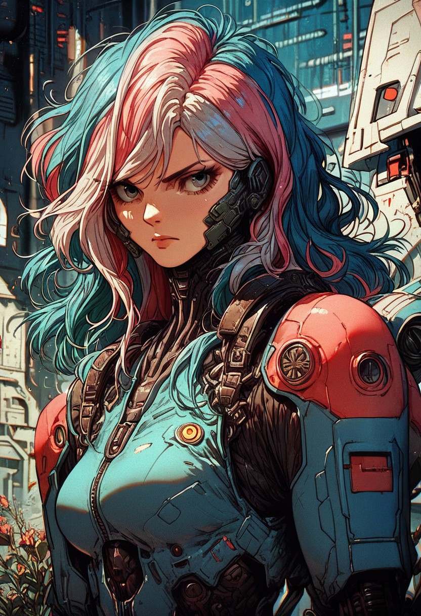 score_9, score_8_up, score_8, 1girl, solo, knva, upper body, source_anime, pilot, mecha, plugsuit, science fiction, transgender outfit, transgender hair,