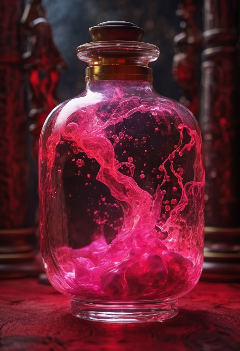 Score_9, Score_8_up, Score_7_up, Score_6_up, Score_5_up, Score_4_up, high_def, highest quality, 4k, best quality, masterpiece, no humans, object focus, focused, defined, (Photorealistic magic potion:1.3), intricate glass bottle, elixir, (skull inside potion:0.7), neon red colors, pink hues, bubbling, ethereal light, flashy lights, magic lights, luminous, dynamic reflections, magical aura, highly detailed, fantasy essence, glowing particles, radiant aura