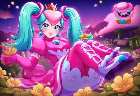 Princess Peach dressed as hatsune miku, in fortnite