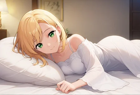 highres,anime screencap, anime coloring,official art,
highly detailed,
1female, c4ss14, in bed, undersheets, smiling, looking at veiwer, pov across bed, very awa, masterpiece,best quality,intricate details, very aesthetic, absurdres, no humans,
