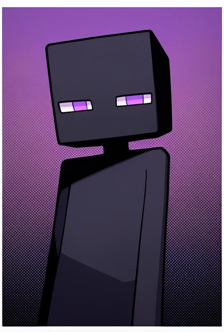 <lora:enderman-08:1> enderman, no humans, purple eyes, rectangle eyes, , solo, black skin, no mouth, square head, square body, long arms, , pokemon (creature), looking at viewer, side eye,, masterpiece, best quality, amazing quality, very aesthetic, absurdres, newest,, upper body, halftone effect, white borders, abstract background:1.2,