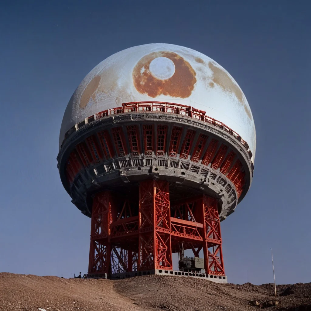 colorized photo of the first Soviet, lunar module, moon landing, Soyuz, vostok, lunar lander, soviet, 1972, (((Industrial_Futurism)))