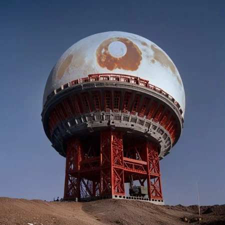 colorized photo of the first Soviet, lunar module, moon landing, Soyuz, vostok, lunar lander, soviet, 1972, (((Industrial_Futurism)))