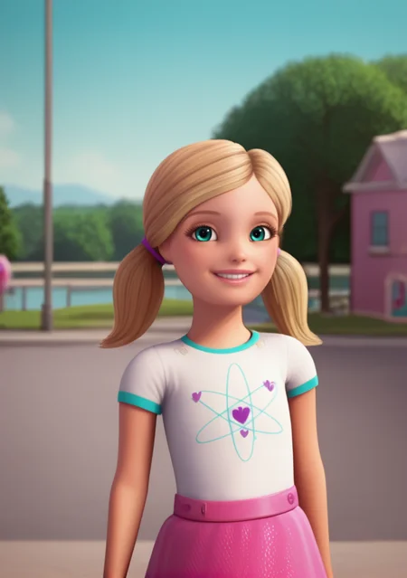 score_9, score_8_up, score_7_up, score_6_up, source_cartoon, 1girl, solo,
chelsea_roberts, twintails, aqua eyes, blonde hair, white shirt, short sleeves, pink skirt, leggings, female child, outdoors, dress, looking at viewer, smile, dynamic pose, volumetric lighting , cinematic ,
<lora:Chelsea_roberts:1><lora:hand 4:1>perfection,