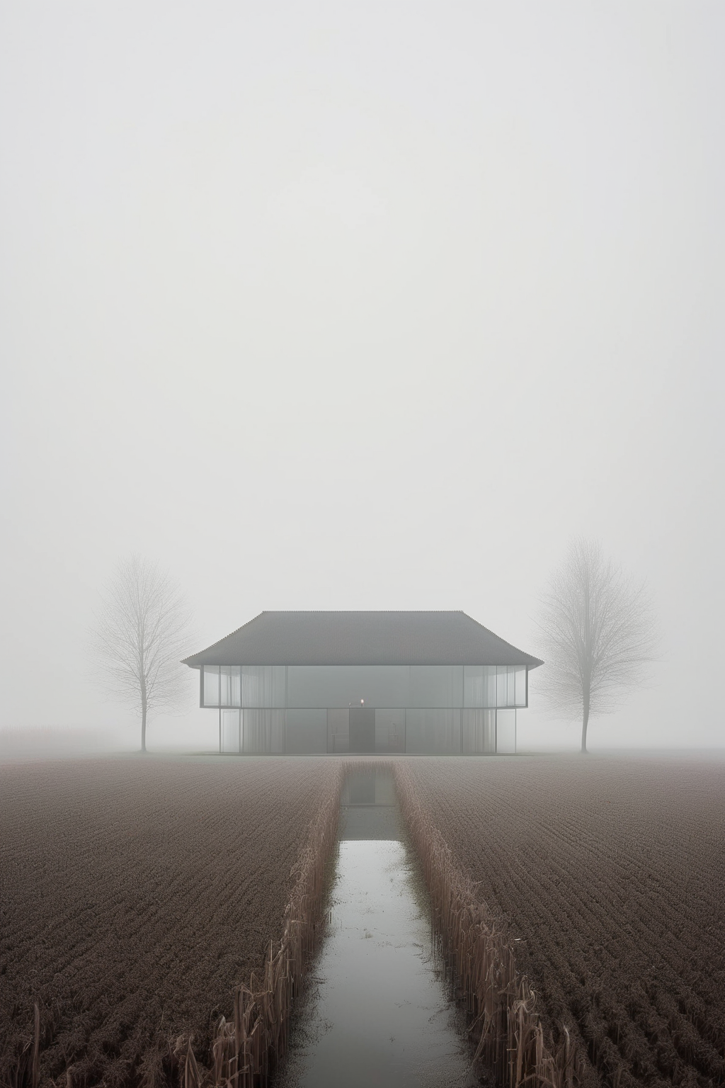 <lora:Akos Major style:1>Akos Major style - vincent van duysen spa in the foggy field