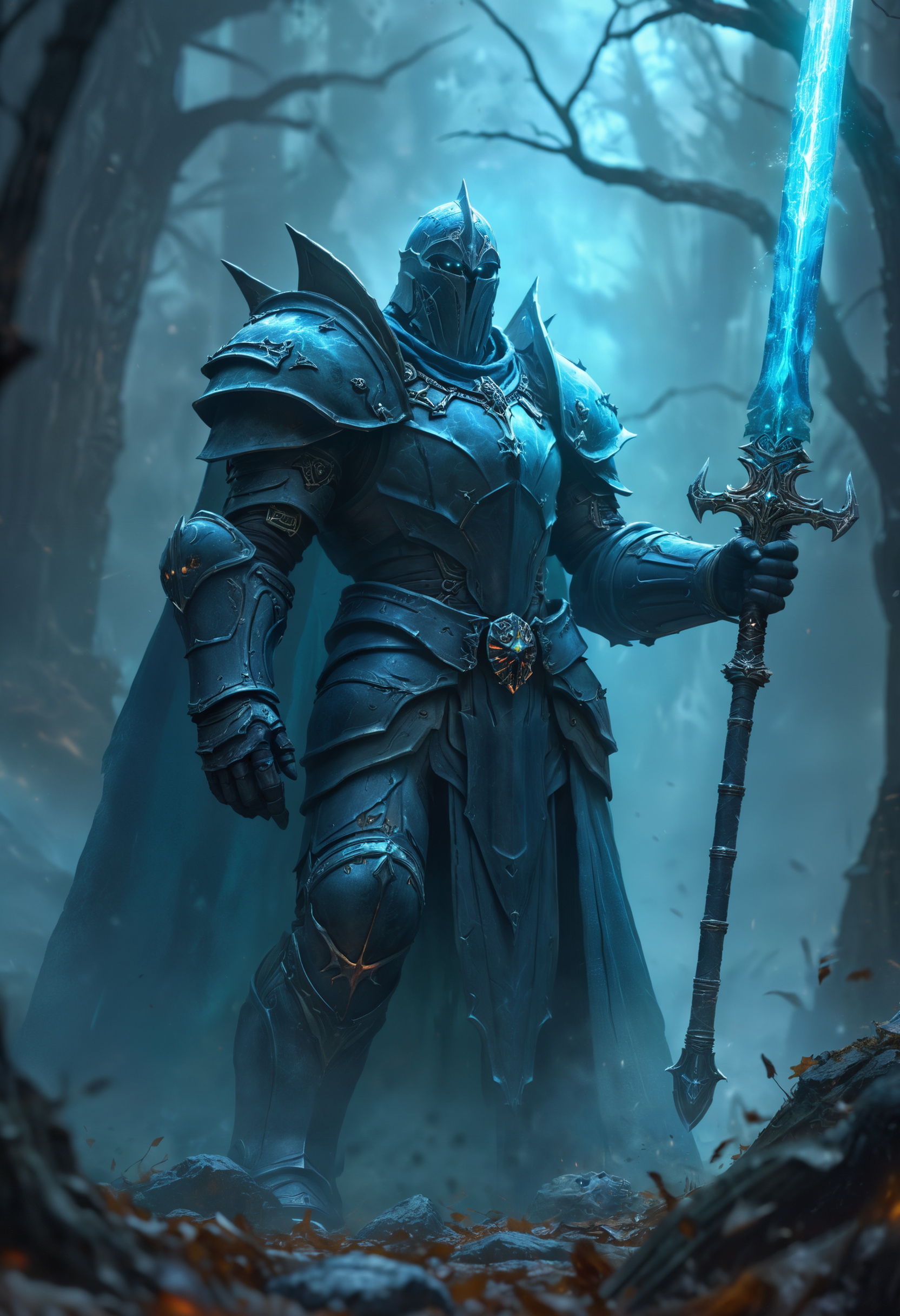 highly detailed and hyper realistic, a panoramic full shot of a Death Knight holding a giant glowing sword in a highly dynamic pose, low angle view, concept art, fantasy art, Lich King, splash screen art, cyborg necromancer, epic full color illustration, in dark souls manner, fallen knight, wraith, overlord, Wow, dark
<lora:xl_more_art-full_v1:0.5> <lora:add-detail-xl:1>