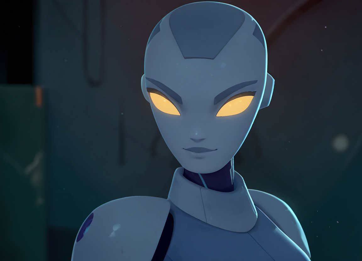 score_9, score_8_up, score_7_up, C-LA, robot, soft smile, portrait,