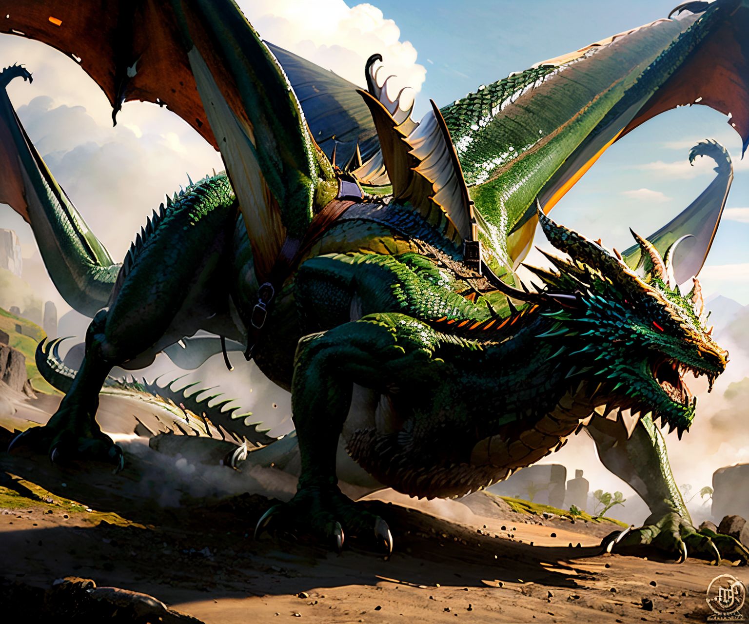 EdobDragon, green dragon, (realistic:1.5), <lora:EdobDragon_v1.0:1>