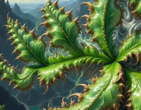 surrealistic, high definition, closeup of a green Frac_XL plant on the side of a mountain, in the style of Albert Bierstadt<lora:Frac_XL:1>
