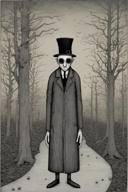 John Kenn Mortensen Style - an original artwork in the style of Edward gorey