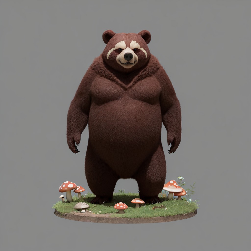 score_9, score_8_up, score_7_up,
p0k3m0n, pokemon, pokemon (creature), no humans, transparent background, simple background, full body, solo, standing,
(bear:0.9), (mushroom:0.8), (virtual:0.8), (holographic magic:0.8), (red panda:0.7), 
simple background, grey background,