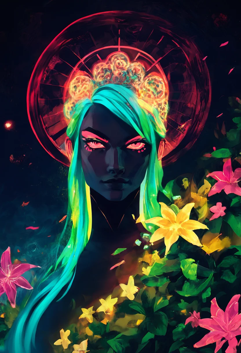 Score_9,score_8_up,score_7_up,(speedpainting style:1.1), (ink painting:0.8), (water color:0.7), ultra realistic, realistic, 1girl, solo,woman, luminous white silhouette, neon flowers, magenta petals, cyan glow, emerald highlights, flickering outline, dreamlike movement ,rippling colors ,drifting embers, infinite black background, psychedelic colors,ethereal, futuristic surrealism, gw, glowing,night, night sky,trippy, <lora:add-detail-xl:2>