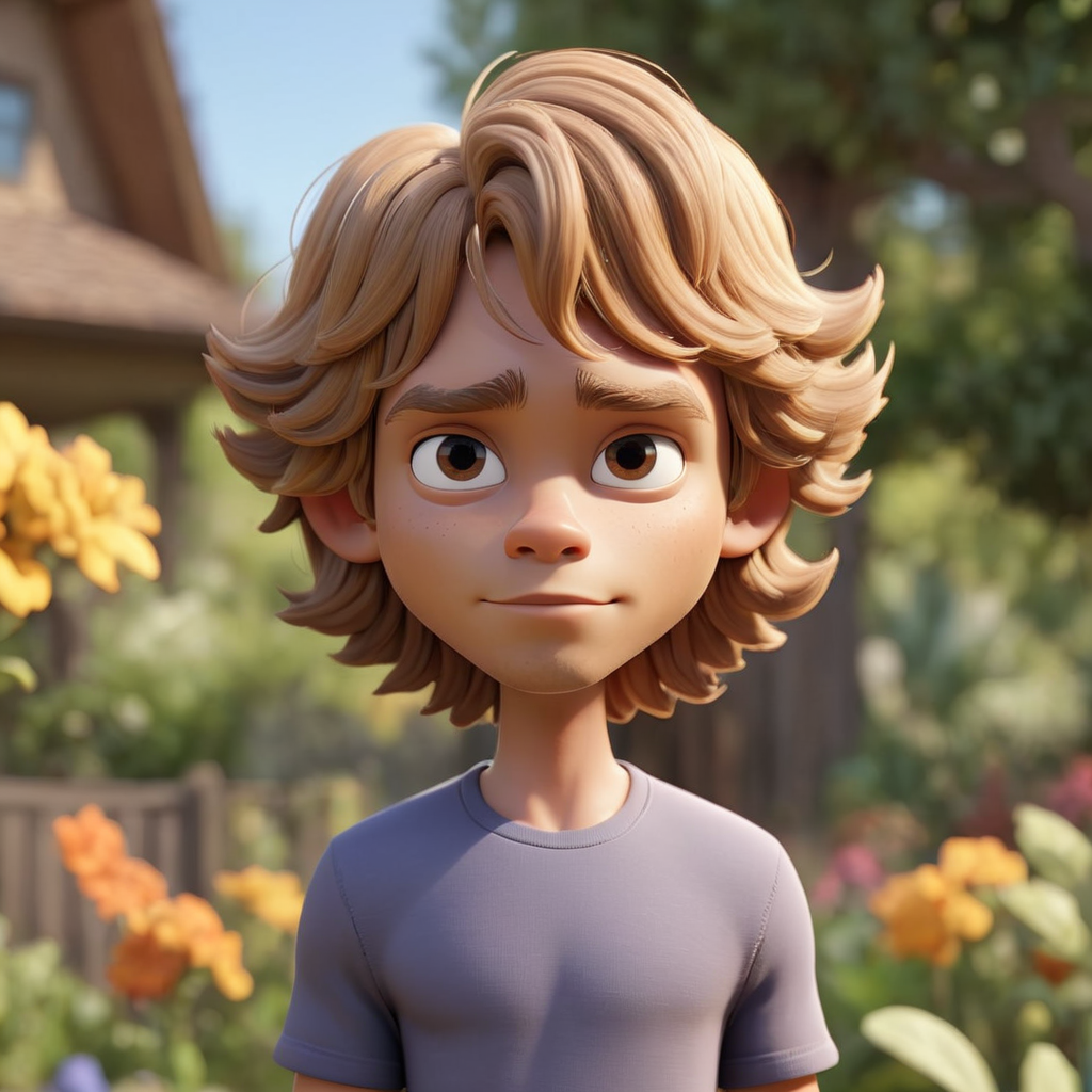 3D character ((Eric Christian Olsen:1.2) as Vaughn), from the tv series community, (caricature:0.2). bokeh, professional, 4k, highly detailed (Pixar Render, CGI Animation, Disney:1.2)  <lora:SamaritanEsdxl:0.45>, garden background, (no shirt:1.2)