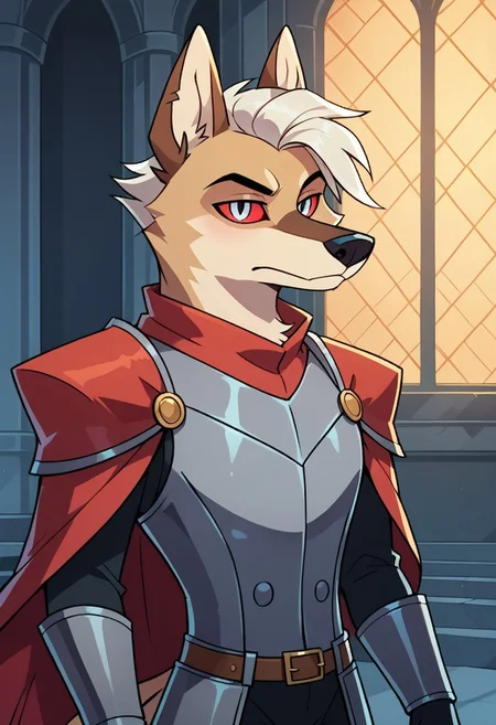 SCORE_9, SCORE_8_UP, SOURCE_FURRY, BREAK, SOLO, HOUNDSONA, SILVER EYES, RED SCLERA, MALE, FURRY, EYE SCAR, BLONDE FUR, WHITE HAIR, WISPY HAIR, KNIGHT ARMOR, BREAK, IN DARK CASTLE, HIGH RESOLUTION, VIVID TEXTURES, DETAILED PUPILS