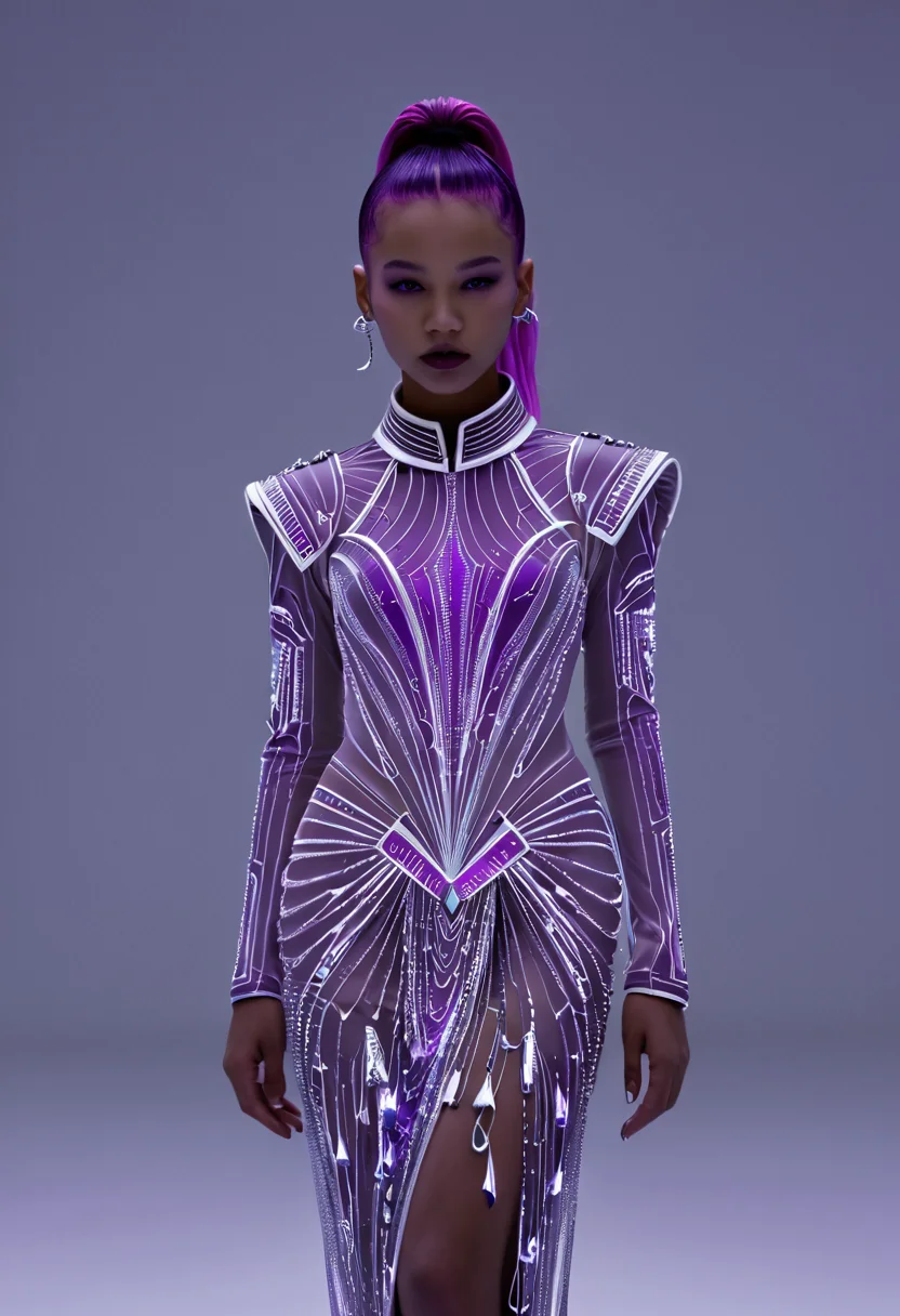 neonpunk style <lora:Princess-OC_v2-000005:1>,Ada Gladys Killins,1girl,<lora:Alexander McQueen-art deco:1>,Alexander McQueen art deco, . cyberpunk, vaporwave, neon, vibes, vibrant, stunningly beautiful, crisp, detailed, sleek, ultramodern, magenta highlights, dark purple shadows, high contrast, cinematic, ultra detailed, intricate, professional