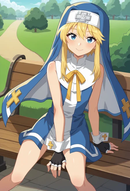 score_9, score_8_up, score_7_up, score_6_up, score_5_up, score_4_up , anime coloring ,BREAK source_anime, anime,screencap,
1boy, solo, bridgetgg, nun dress, fingerless gloves, wrist cuffs, nun habit, blue eyes, neck ribbon, <lora:PonyXL OG bridgetGG V3:1>
outdoors, park, sitting on bench,
smile, looking at viewer,