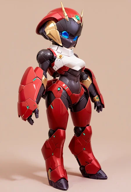 Score_9, score_8_up, score_7_up, score_6_up, score_5_up, score_4_up, ((4k, masterpiece, high quality, professional quality)), solo, robot, mecha, simple background, no humans, blue eyes, humanoid robot, standing, breasts, colored skin, v, robot joints, no mouth,