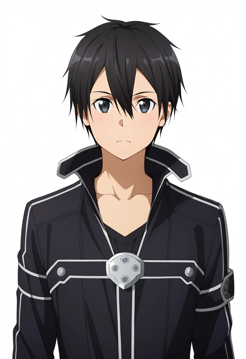 masterpiece, best quality, intricate details, (photorealistic:0.6), looking at viewer, 1boy, solo, male focus, <lora:kazuto_kirigaya_ilxl:0.94>, kazuto_kirigaya, kirito, black hair, black eyes, short hair, hair between eyes, , ,