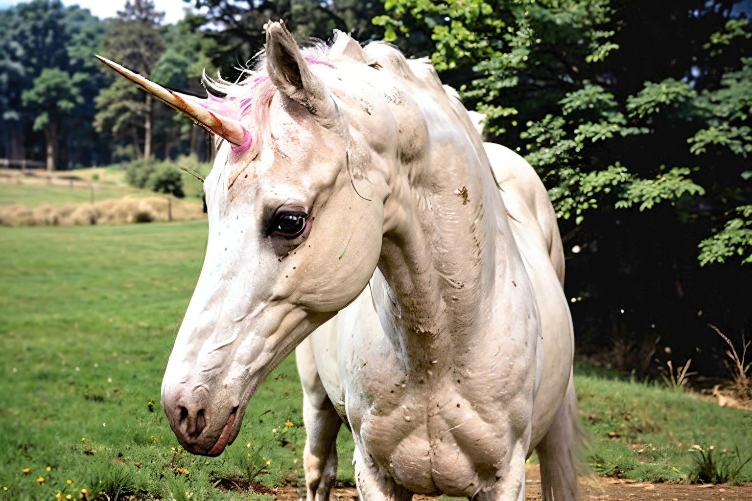 (Realisitc:1.5) pink unicorn <lora:EdobUnicorn_v1.0:0.8>