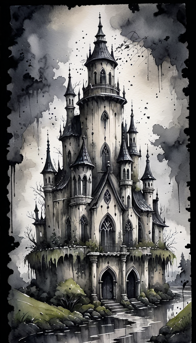 positiv Clip L:
(Paint a Gothic-style dilapidated castle in a storm)  (Cute and fluffy anime style)     ,   
positiv Clip G:
watercolor painting  . vibrant, beautiful, painterly, detailed, textural, artistic, Ink Dripping Drawing, ink drawing, dripping ink, Japanese Ink Drawing, ink drawing, inkwash, Japanese Ink Drawing (Paint a Gothic-style dilapidated castle in a storm)  (Cute and fluffy anime style)     ,
