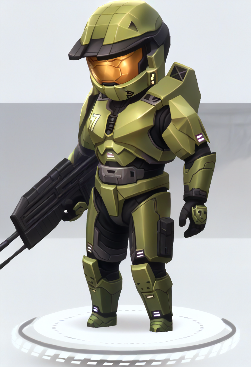 score_9, score_8_up, score_7_up, source_anime BREAK 1boy, male focus, solo, standing, chibi, full body, <lora:chibi-nikke-richy-v1_pdxl:1> <lora:masterchief-halo-richy-v1_pdxl:1> masterchief, helmet, visor, power armor, holding weapon, assault rifle