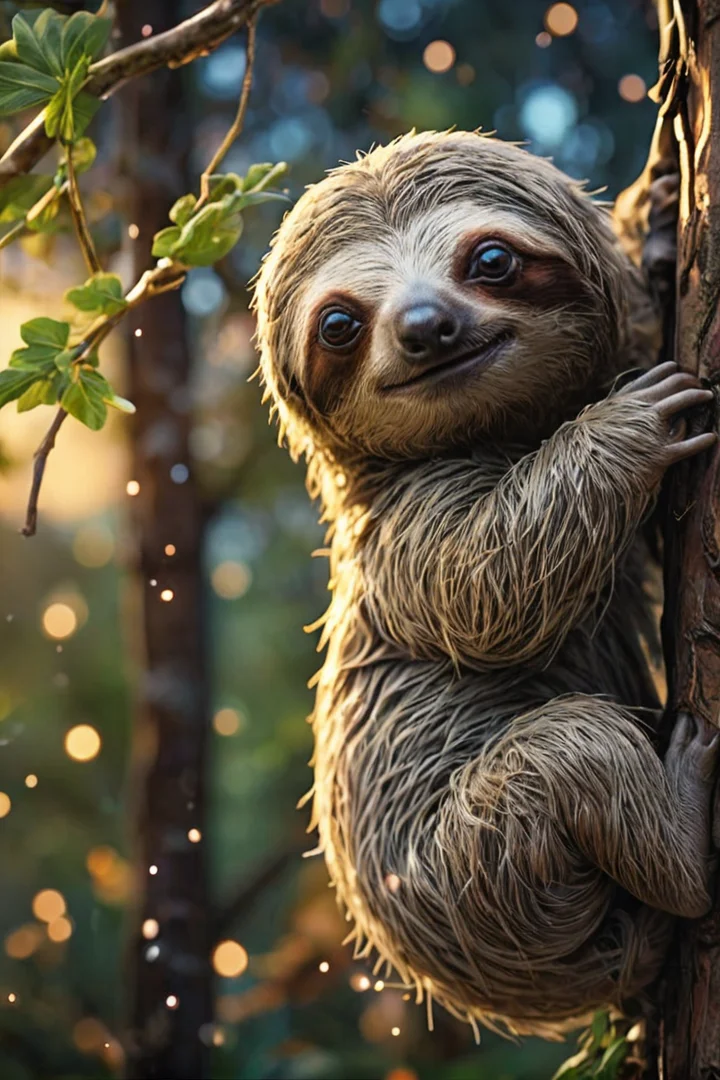 ((Big eyed realistic sloth)), hanging from a tree, <lora:duck_20230805184525:0.8>, AS-AdultV2,cowboyshot,dynamic angle,(fantasy style:1.2),(high quality:1.3),(best quality:1.3),(masterpiece:1.3),official art,official wallpaper,4k textures,(epic:1.2),(mysterious atmosphere:1.2),aurora borealis,(twilight:1.2),subtle sparkles,whimsical vibes,(detailed:1.05),(extremely detailed:1.06),sharp focus,(intricate:1.03),(extremely intricate:1.04),low contrast,soft cinematic light,soothing tones,hdr,(beautiful scenery:1.08),(detailed scenery:1.08),(intricate scenery:1.07),(wonderful scenery:1.05),(beautiful face:1.1),[perfect eyes:0.8],[perfect skin:0.8],[detailed face:0.8],[detailed eyes:0.8],[detailed hair:0.9],[detailed lips:0.8]