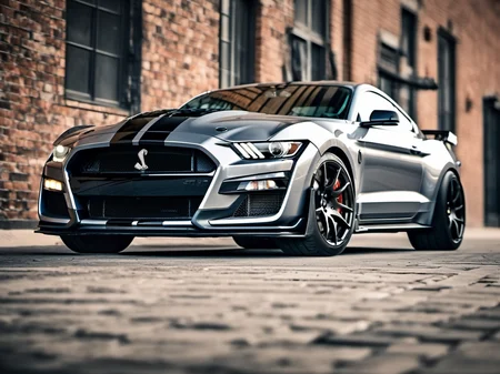 a closeup photo of mstgsgt500 car doing an insane stunt jump through a brick wall, in the city, hdr, 8k, ultra high-res, movie picture frame<lora:mstgsgt500_car_t02_SDXL-000010:0.7>